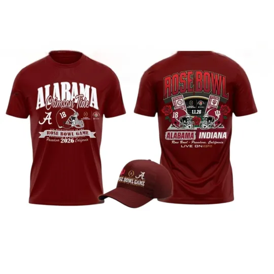 Albm Crimson Tide Rose Bowl Game 2026 Double Sided T-Shirt