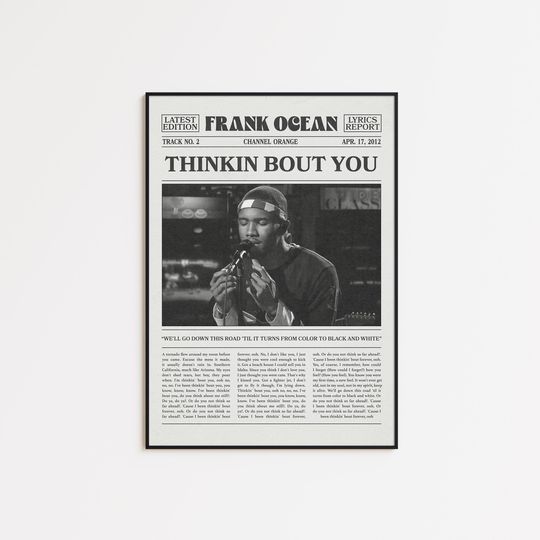 Discover Frank Ocean Thinkin Bout You Poster - Retro Newspaper Print Vertical Wall Art