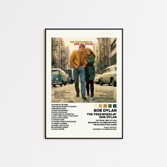 The Freewheelin' Bob Dylan Poster Album Cover Wall Art