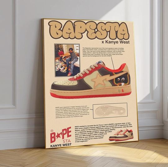 Bapesta x Kanye West Poster, College Dropout Sneaker Art Print
