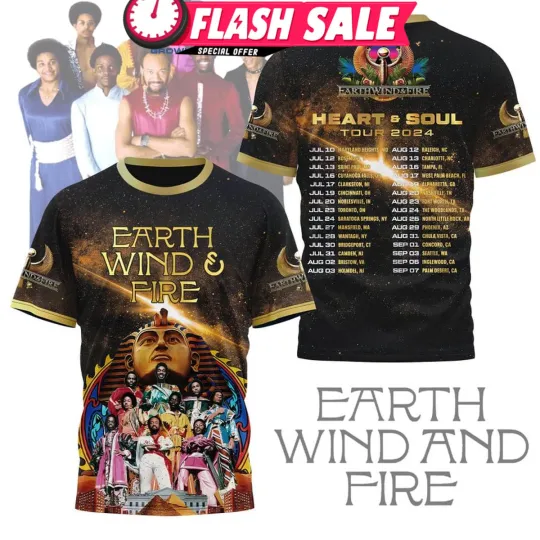 Discover Earth Wind And Fire Heart And Soul Tour 3D T-shirt All S to 5XL 2F1859