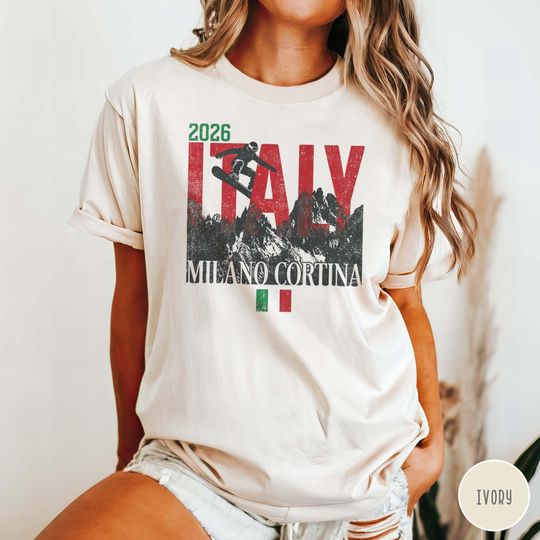 Milano Cortina Snowboard T-Shirt Italy Winter Olympics Souvenir Tee for Snowboarders and Sports Fans
