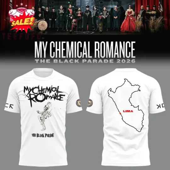 My Chemical Romance The Black Parade 2026 Tour Peru White 3D T Shirt