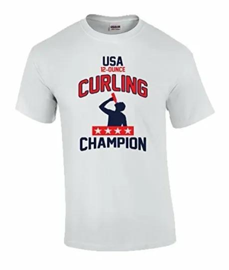Discover Funny Beer Olympics USA Curling Champion Graphic Tee Shirt