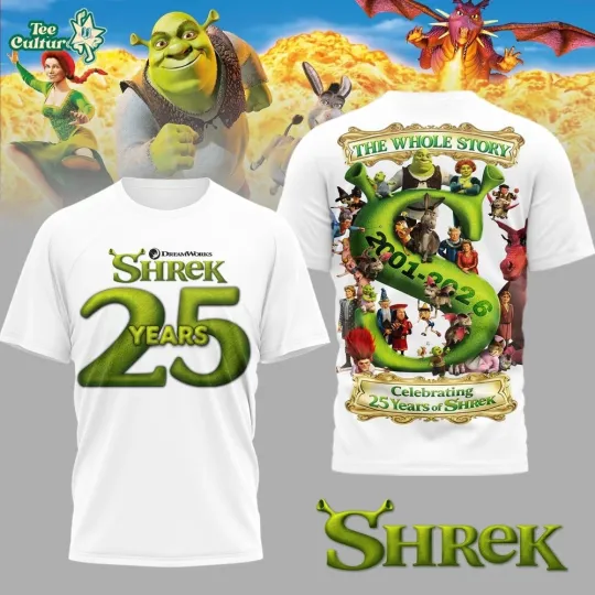 Shrek 25 Years The Whole Story 2001 2026 T-Shirt 3D