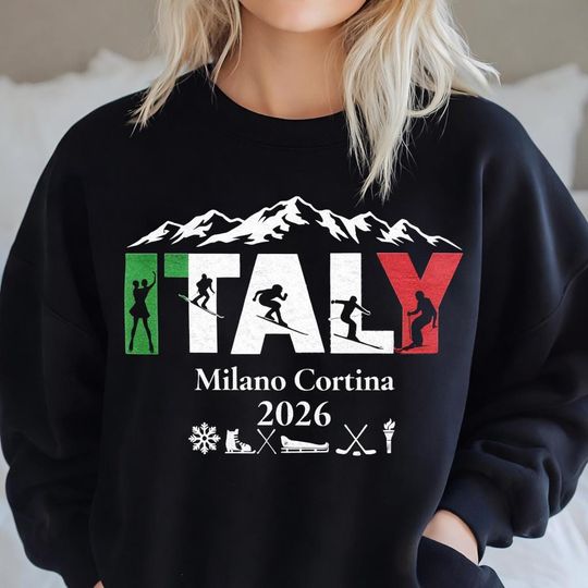 Discover Italy Winter Sports T-Shirt, Milano Cortina 2026 Shirt, Italian Alps Souvenir, Skiing Snowboarding Gift, Winter Games Fan Apparel