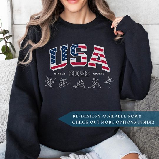 Discover Winter Sports 2026 Games Sweatshirt USA Team Sport Gift for Sports Fan Figure Skating Patriotic Gift  Speed Skating Fan Gift for Hocky Fan