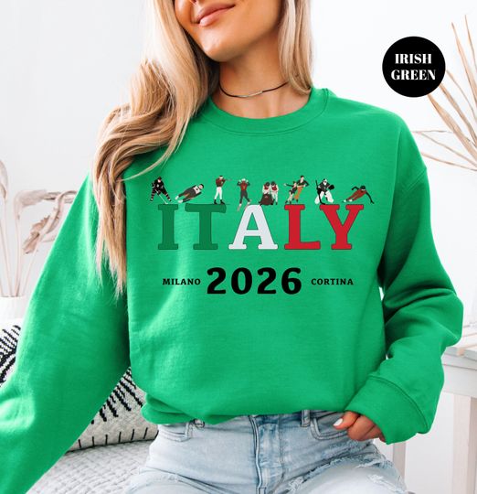Discover Italy Winter Sports Sweatshirt Skiing 2026 Shirt Milano Cortina Games Snowboarding Skating T-Shirt Sliding Curling Italian Team Tee