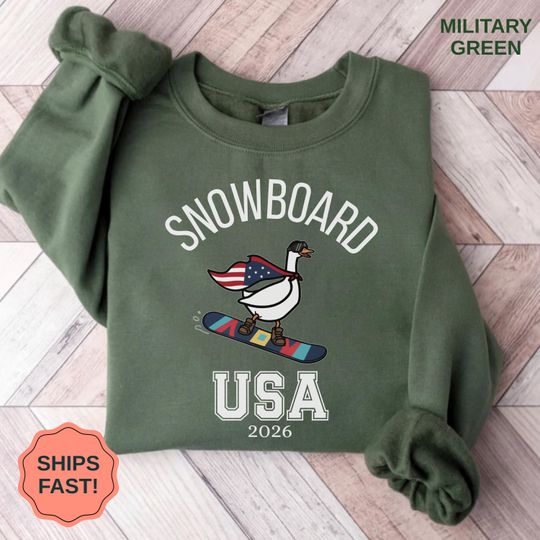 Discover Snowboard Goose Shirt, Winter Sports 2026 Sweatshirt, USA Team Fan Gift
