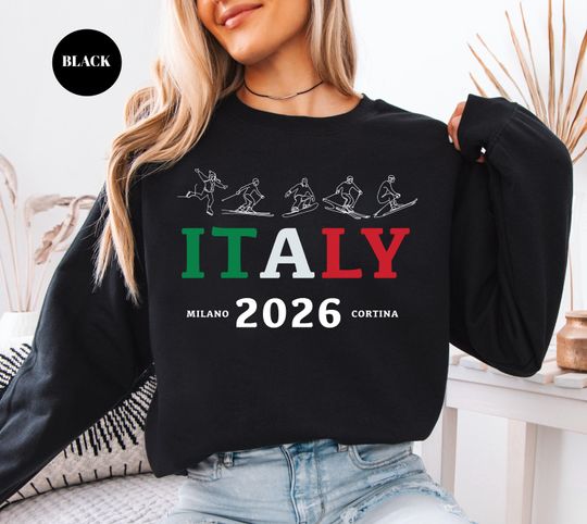 Discover Italy Winter Sports Sweatshirt Skiing 2026 Shirt Milano Cortina Snowboarding Skating T-Shirt Cozy Gift