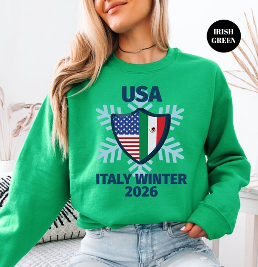 Discover USA Winter Sports Sweatshirt Italy Milano Skiing 2026 Shirt Snowboarding Skating T-Shirt Cozy Gift