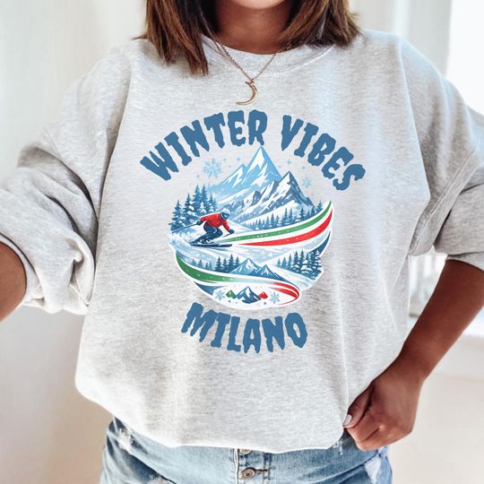 Discover Winter Vibes Alpine Sweatshirt, Italian Milano Winter Hoodie, Winter Sports Crewneck, Colorado Snow Ski Shirt, Ice Hockey Winter Hoodie