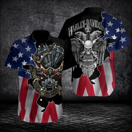 Discover Harley Motor Racing Davidson Casual Button Down Shirt