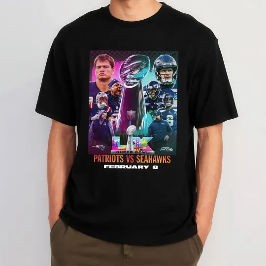 Discover 2026 Patriots vs Seahawks Super Bowl New England Seattle Football Unisex T-Shirt