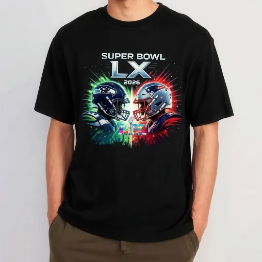 Discover 2026 Patriots vs Seahawks Super Bowl LX Gildan Cotton Unisex T-Shirt Fan S-5XL