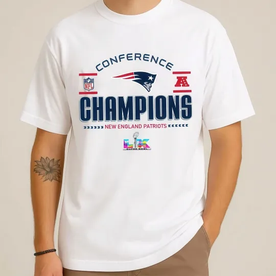 Discover New England Patriots AFC Conference Champions 2025 Gildan Unisex T-Shirt For Fan