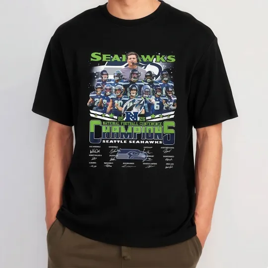 Discover Seattle Seahawks 2025-26 NFC Division Champions Gildan Cotton Unisex T-Shirt Fan