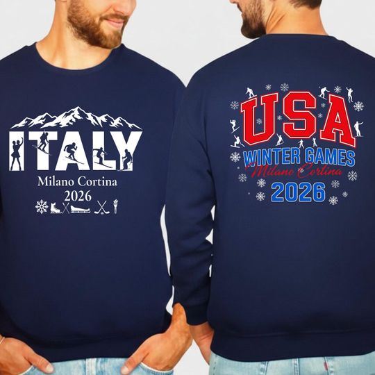 Discover 2026 Italy Winter Sports Sweatshirt, Milan & Cortina Ski Trip Gift, Italian Alps Snowboard Crewneck, Winter Games Fan Apparel, Souvenir