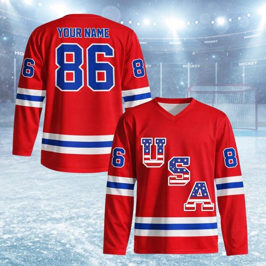 Discover Custom Hockey Jersey Personalized Stitched/Printed Name & Number Fan Apparel, USA Hockey Uniform for Men, Women, Youth, Kids
