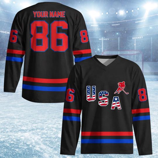 Discover Winter Sports 2026 Games Hockey Jersey USA Team Sport Gift for Sports Fan Figure Patriotic Gift Speed Fan Gift for Hocky Fan