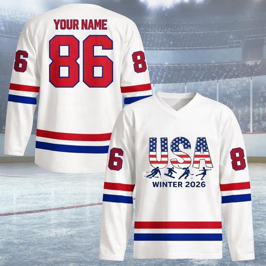 Discover Winter Sports 2026 Games Hockey Jersey USA Team Sport Gift for Sports Fan Figure Skating Patriotic Gift Speed Skating Fan Gift for Hocky Fan