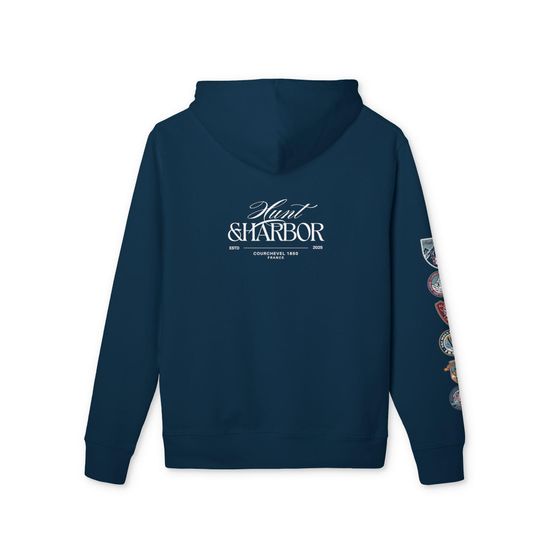 Discover Courchevel 1850 Vintage Ski Patch Hoodie | 2026 Winter Games, Organic Cotton