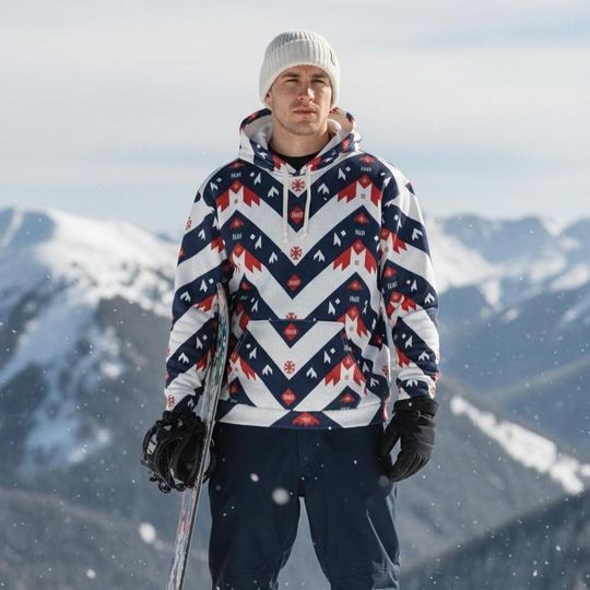 Discover USA Alpine Ski Pattern Hoodie | Red White Blue 2026 Winter Games