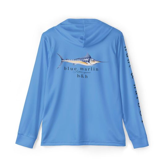 Discover Men's Blue Marlin Hoodie: UPF 50+ Fishing Sports Warmup
