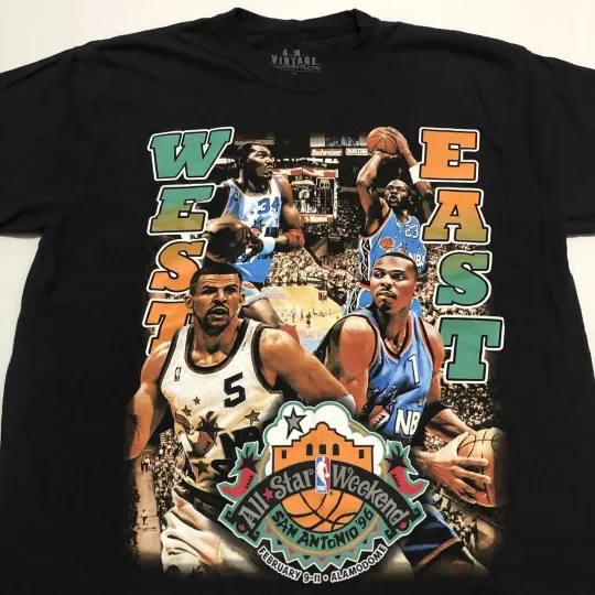 Discover A.M.Vintage 1996 NBA All Star Game T-Shirt XL Michael Jordan Kidd Shaq Hardaway