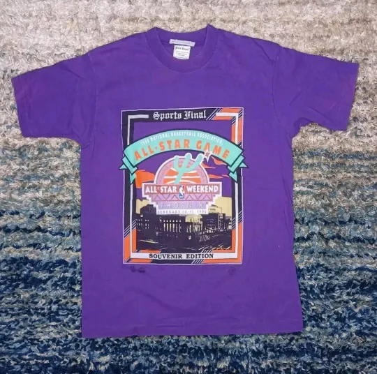 Vintage 1995 NBA All Star Weekend Phoenix Front Pages USA T-Shirt Mens M