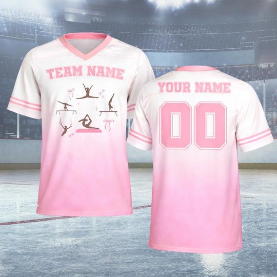 Discover Custom Gymnastics Football Jersey, Personalized Gymnastics Mom Shirt Matching Team Shirt Girl Gymnastic Gift Baby Gymnast Toddler Youth