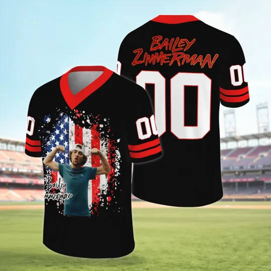 Discover Bailey Zimmerman Tour 2026 Football Jersey Shirt, Country Music Fan Gift