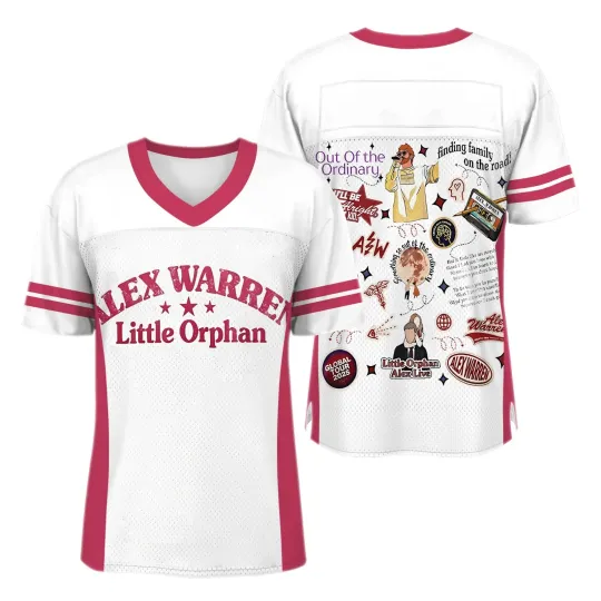Discover Alex Warren Little Orphan Global Tour 2026 Football Jersey, Music Merch Tee Shirt