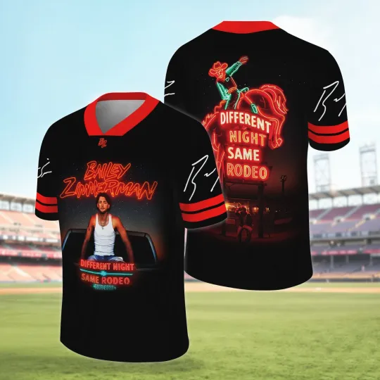 Discover Bailey Zimmerman Different Night Same Rodeo Tour Football Jersey Shirt
