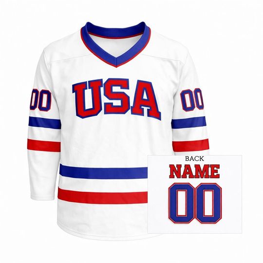 Discover Custom USA Hockey Jersey  Personalized Country Flag Jersey with Name & Number  Toddler to Adult Sizes  Ice Hockey Fan Gear in all Colors