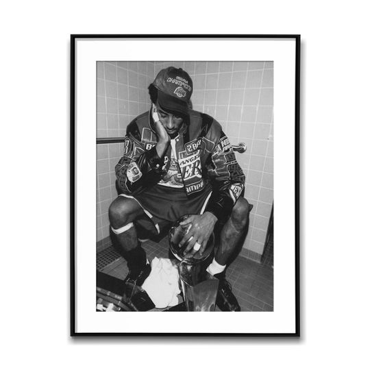 Discover Kobe In The Locker Room After His First Championship; Black & White Wall Art Poster, Vintage Print, Photography Prints, Aesthetic Poster