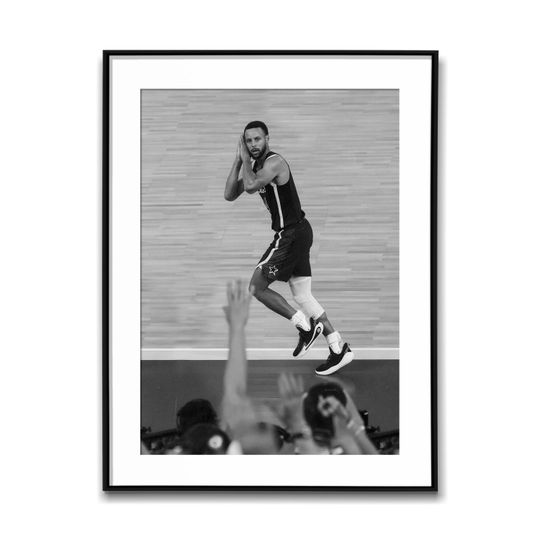 Discover Curry Doing Sleep Celebration During Paris Olympic 2024; Black & White Wall Art Poster, Vintage Print, Photography Prints, Aesthetic Poster