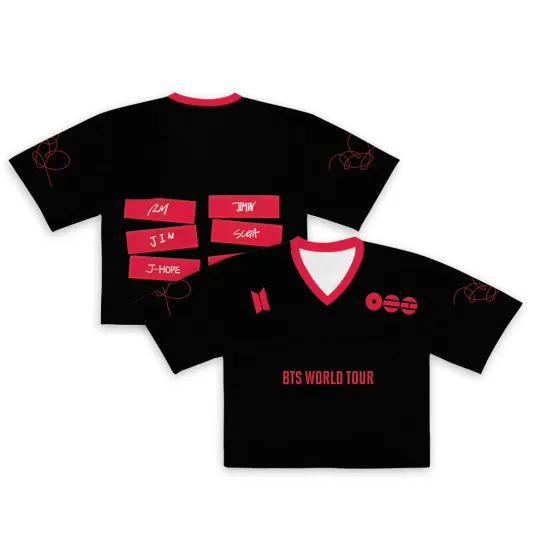BTS Crop Top Mesh Baseball Jerseys, K-Pop Fan Shirt, BTS World Tour Shirt