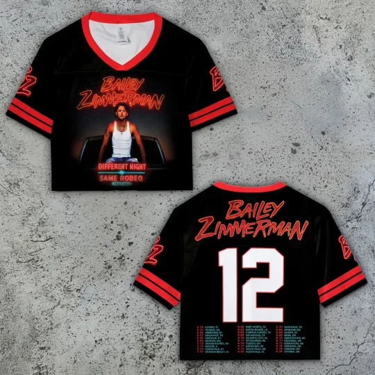 Discover Vintage Bailey Zimmerman Tour Crop Top Mesh Baseball Jerseys, Different Night Same Rodeo Country