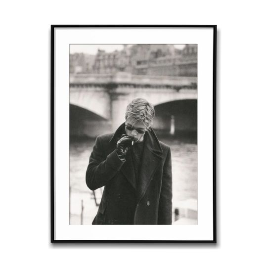 Discover Brad Pitt Smoking By The Riverside in Paris; Black & White Wall Art Poster, Vintage Print, Photography Prints, Aesthetic Poster