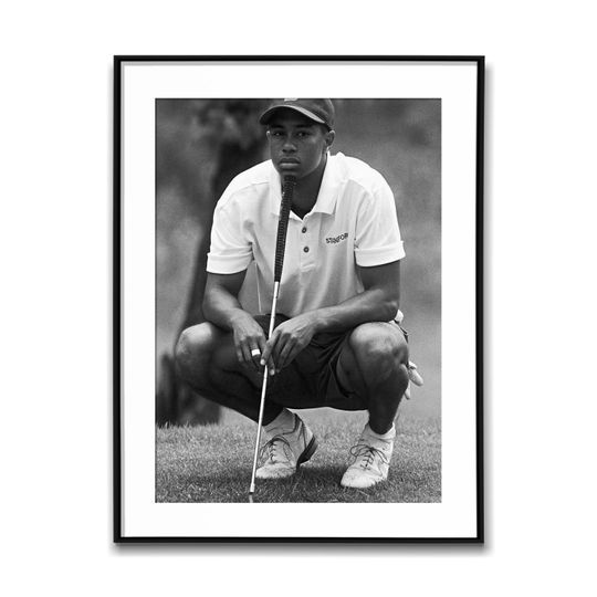 Discover T Woods Thinking On Green Before Putting On Tournament; Black & White Wall Art Poster, Vintage Print, Photography Prints, Aesthetic Poster