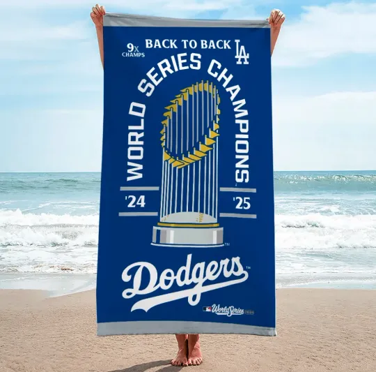 Discover Los Angeles Dodgers World Series 2025 Rectangle Beach Towel