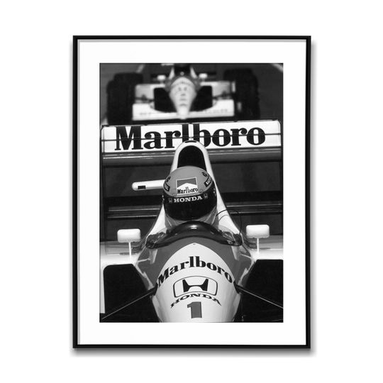 Discover Ayrton Senna With Formula 1 McLaren-Honda Team; Black & White Wall Art Poster, Vintage Print, Photography Prints, Aesthetic Poster