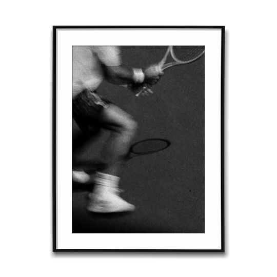 Discover Action Shot Of A Tennis Player Mid Match; Black & White Wall Art Poster, Vintage Print, Photography Prints, Aesthetic Poster