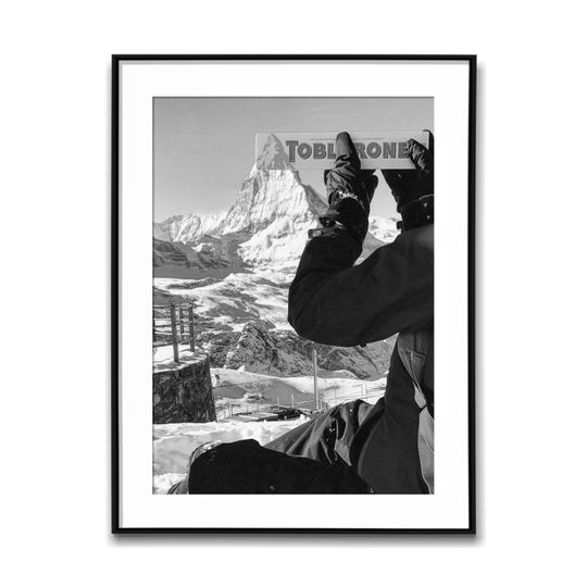 Discover Toberlone Overlapped With The Mountain Matterhorn; Black & White Wall Art Poster, Vintage Print, Photography Prints, Aesthetic Poster