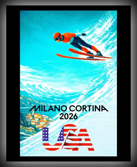 Discover 2026 Winter Games - SKI JUMPING • Metal Wall Art