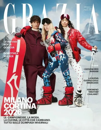 Milano Cortina 2026 Grazia Magazine Cover Poster Winter Olympics Italy Wall