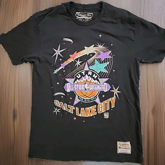 Discover Mitchell & Ness 1993 All Star Weekend Utah T Shirt Men's Large Black HWC NBA