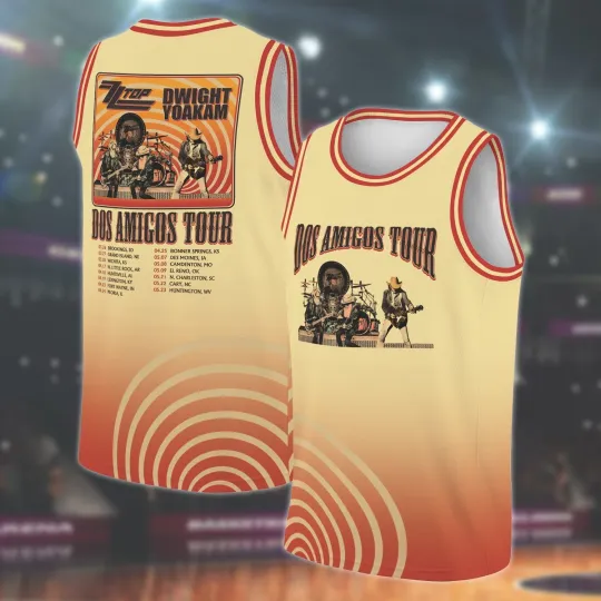 Discover ZZ Top Dwight Yoakam Dos Amigos Tour Basketball Jersey, Rock Country Concert Tee