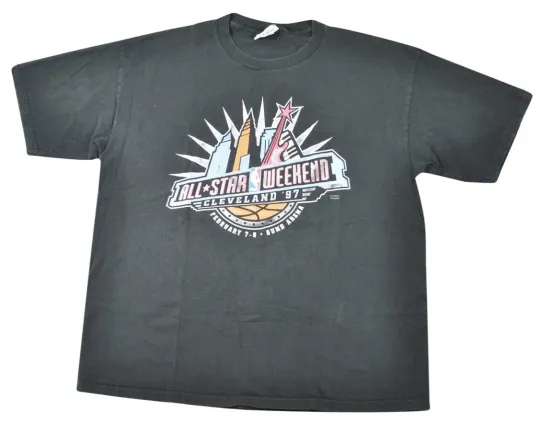 Vintage 1997 NBA All Star Michael Jordan Kemp Olajuwon Shirt Size 2X-Large